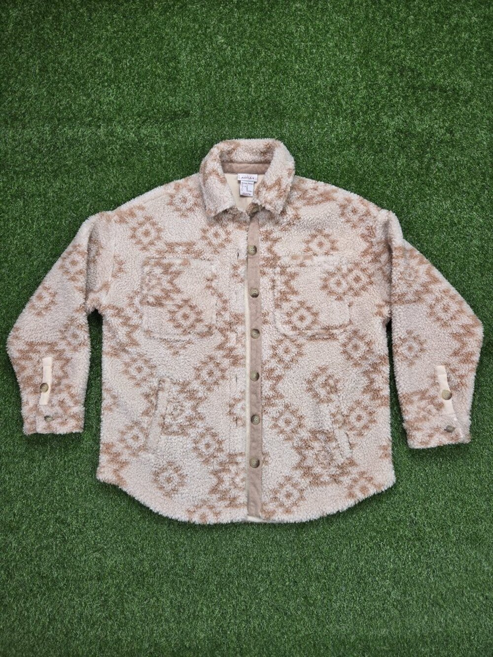 Ariat Sherpa Shirt Jacket Womens Medium Aztec Southwestern Coat Soft Shacket